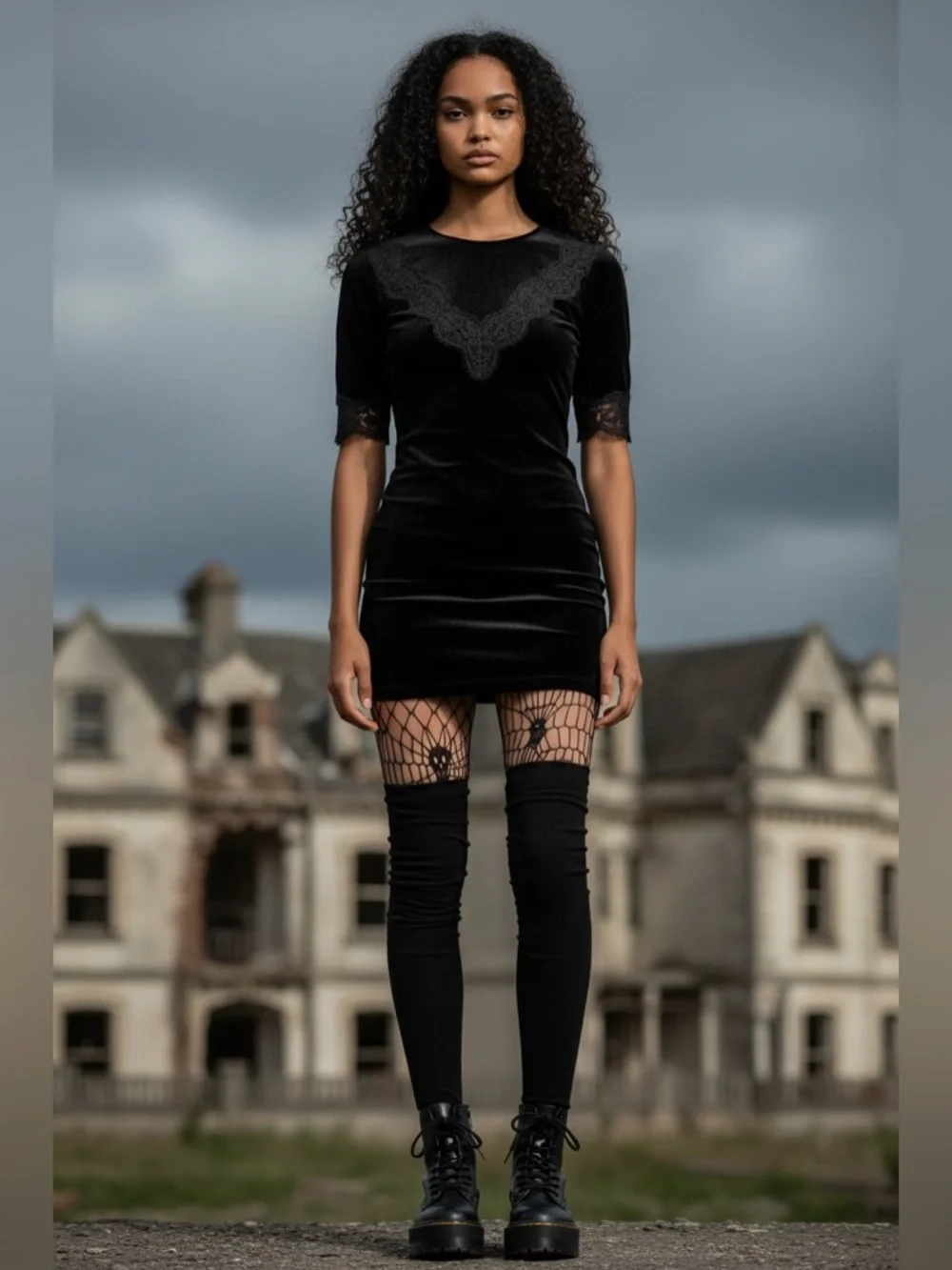 NWT KIHILIST Black Over The Knee Ribbed Socks Goth Grunge One Size